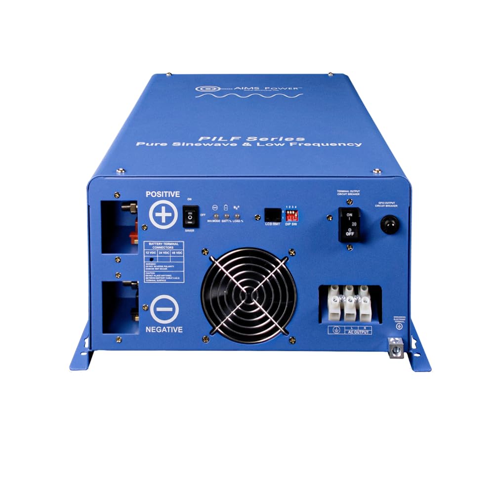 AIMS POWER PILF20W12V120V AIMS 2000 Watt 12V Low Frequency Pure Sine Inverter 6000W Surge ETL