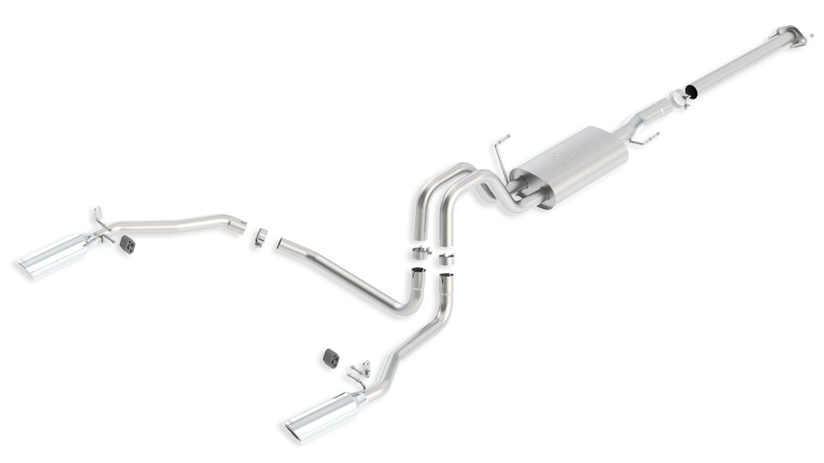 BORLA 140417 BORLA 140416 Cat-Back Exhaust System for 2011-2014 Ford F-150 5.0L V8 AT/MT 2&4WD 4 Dr Ext. Cab 6' 7" Bed 144.5" WB/Crew Cab 5' 7" Bed 144.5" WB. Crew Cab 6' 7" Bed 156.5" WB Req. 60554 Adapter.