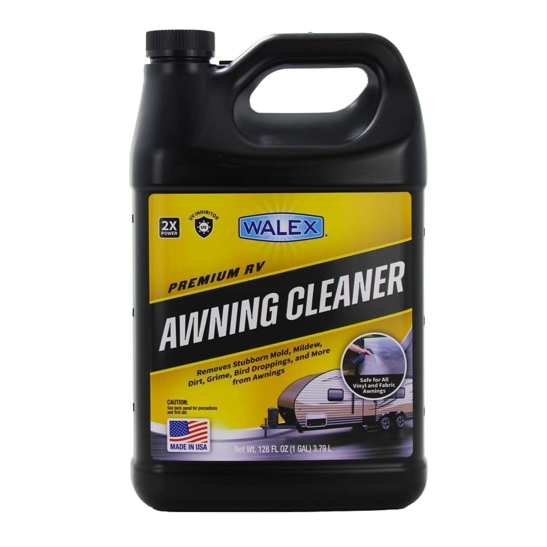 WALEX WALAC1G Walex RV Awning Cleaner - Safe for Vinyl & Fabric, Dissolves Tough Stains, Mold, Mildew, Dirt, Bird Droppings & More; Extends Awning Lifespan for RVs, Campers, Trailers & Motorhomes, 1 Gallon