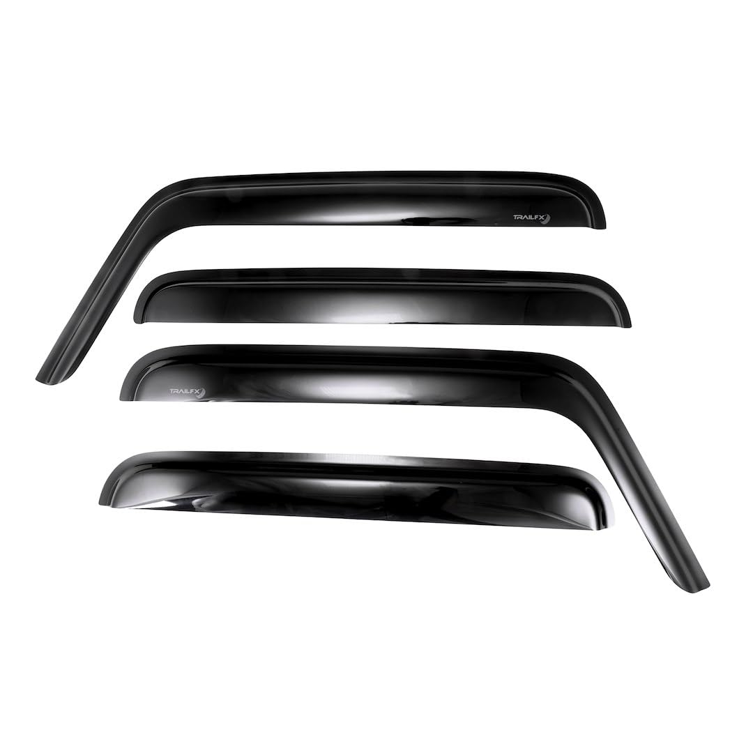 TRAILFX 4249H TrailFX Rainguard Window Vents Fits Jeep Wrangler JK 4 Door 2007-2018 Smoke Acrylic Low Profile Tape-On Side Window Deflectors Set of 4 Rainguards TrailFX 4249H