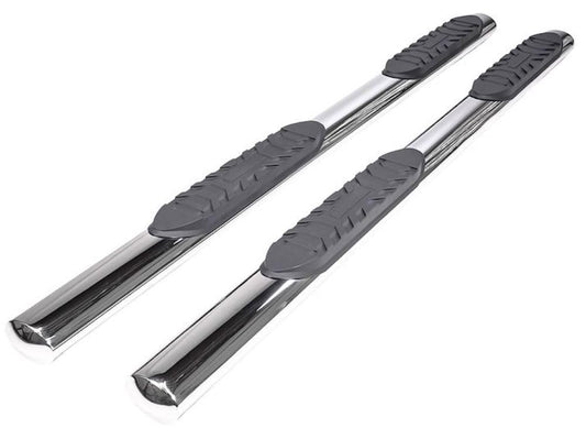 TRAILFX A1550S TrailFX Nerf Bars Fits Ford Ranger SuperCrew 2019-2023 Polished Stainless Steel 4 Inch Oval Straight Side Steps with Step Pads Welded End Caps Rocker Panel Mount Running Board Pair TrailFX A1550S