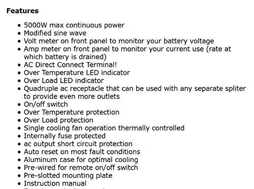 AIMS POWER PWRINV500012W AIMS 5000W 12V Modified Sine Inverter 120V GFCI Terminal Block