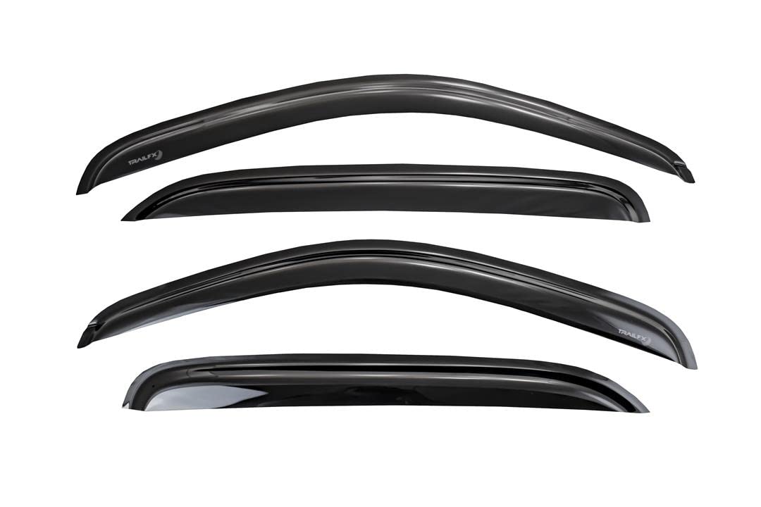 TRAILFX 4249H TrailFX Rainguard Window Vents Fits Jeep Wrangler JK 4 Door 2007-2018 Smoke Acrylic Low Profile Tape-On Side Window Deflectors Set of 4 Rainguards TrailFX 4249H
