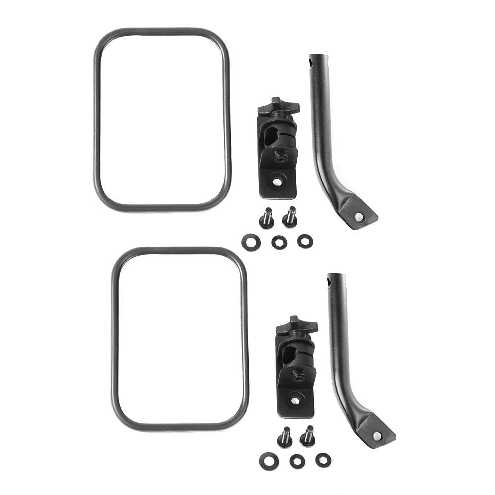 RUGGED RIDGE 11025.22 Rugged Ridge | Stubby Trail Mirror, Rectangular Pair, Textured Black | 11025.22 | Fits 1997-2018 Jeep Wrangler