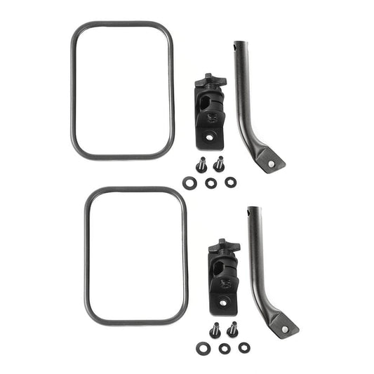 RUGGED RIDGE 11025.22 Rugged Ridge | Stubby Trail Mirror, Rectangular Pair, Textured Black | 11025.22 | Fits 1997-2018 Jeep Wrangler