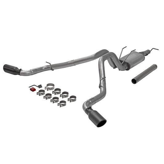 FLOWMASTER 718100 Flowmaster 718100 FlowFX Cat-Back Exhaust Kit 3.5 to 3 Inch Dual Side Exit 409 Stainless Steel 4.5 Inch Black Ceramic Coat StainlessTips Compatible with 2017-2024 Ford F250/F350 Super Duty 6.2L 7.3L