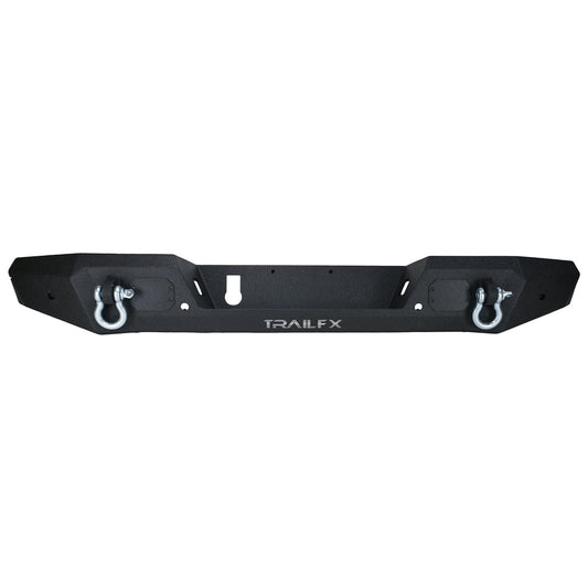 TRAILFX JL013T TrailFX Rear Bumper Fits Jeep Gladiator JT 2020-2025 One-Piece Direct Fit Black Textured Powder Coated Steel With D-Ring Mounts LED Light Cutouts OE Sensor Compatible TrailFX JL013T