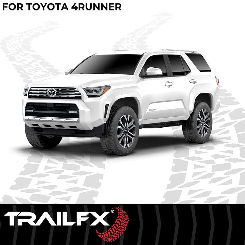 TRAILFX AL4027B TrailFX Nerf Bar AL4027B, 4-1/2 Inch Hexagonal Straight, with Step Pads, Rocker Panel Mount, Powder Coated, Black, Aluminum, with Plastic End Caps/Bracket Covers, Fits 2025 Toyota 4Runner