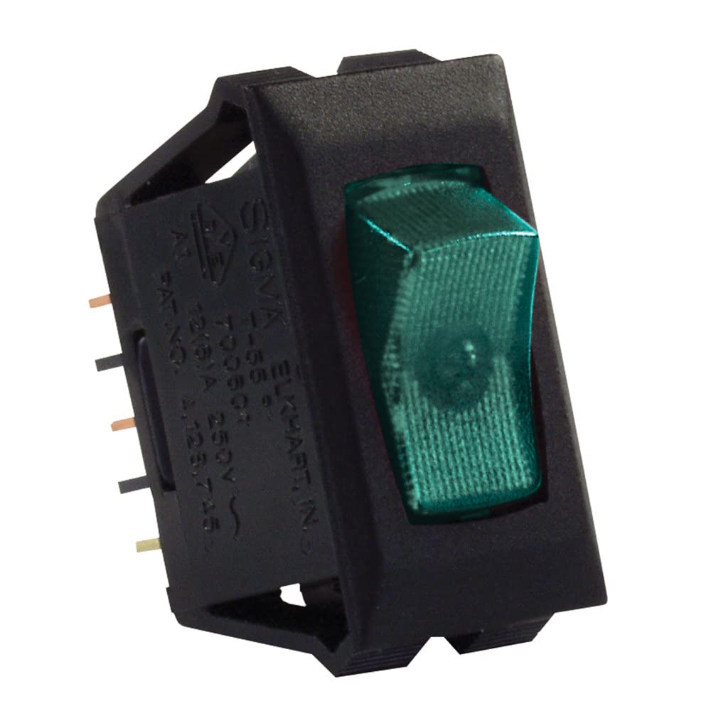 JR PRODUCTS 13695 JR Products 13695 Green/Black SPST Illuminated On/Off Switch