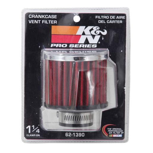 K&N FILTER 62-1390 K&N Vent Air Filter/Breather: High Performance, Premium, Washable, Replacement Engine Filter: Flange Diameter: 1.25 in, Filter Height: 2.5 in, Flange Length: 0.875 in, Shape: Breather, 62-1390