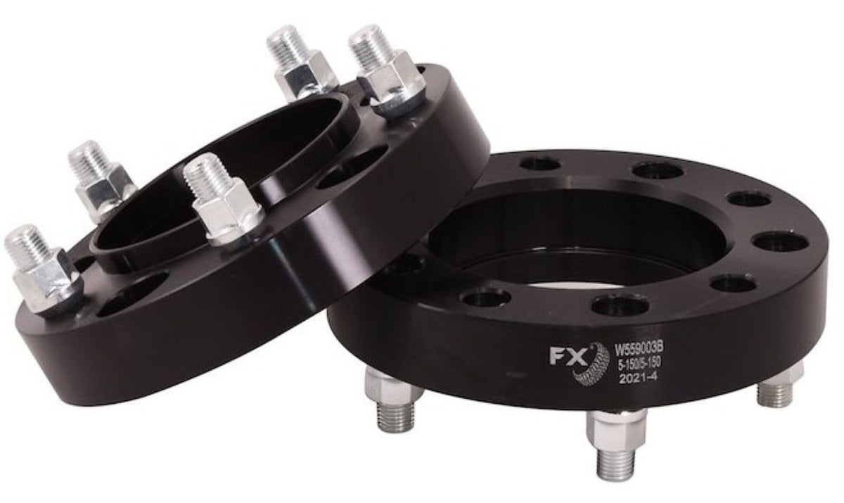 TRAILFX W550007HC TrailFX Wheel Spacer W550007HC, 5 x 5.00 Inch Bolt Pattern, 1.5 Inch Thickness, Wheel Stud Mount, 71.50 Millimeter Hub Size, Black, Aluminum, Set of 2, 10 Open End Conical Seat Lug Nuts, Hub Centric