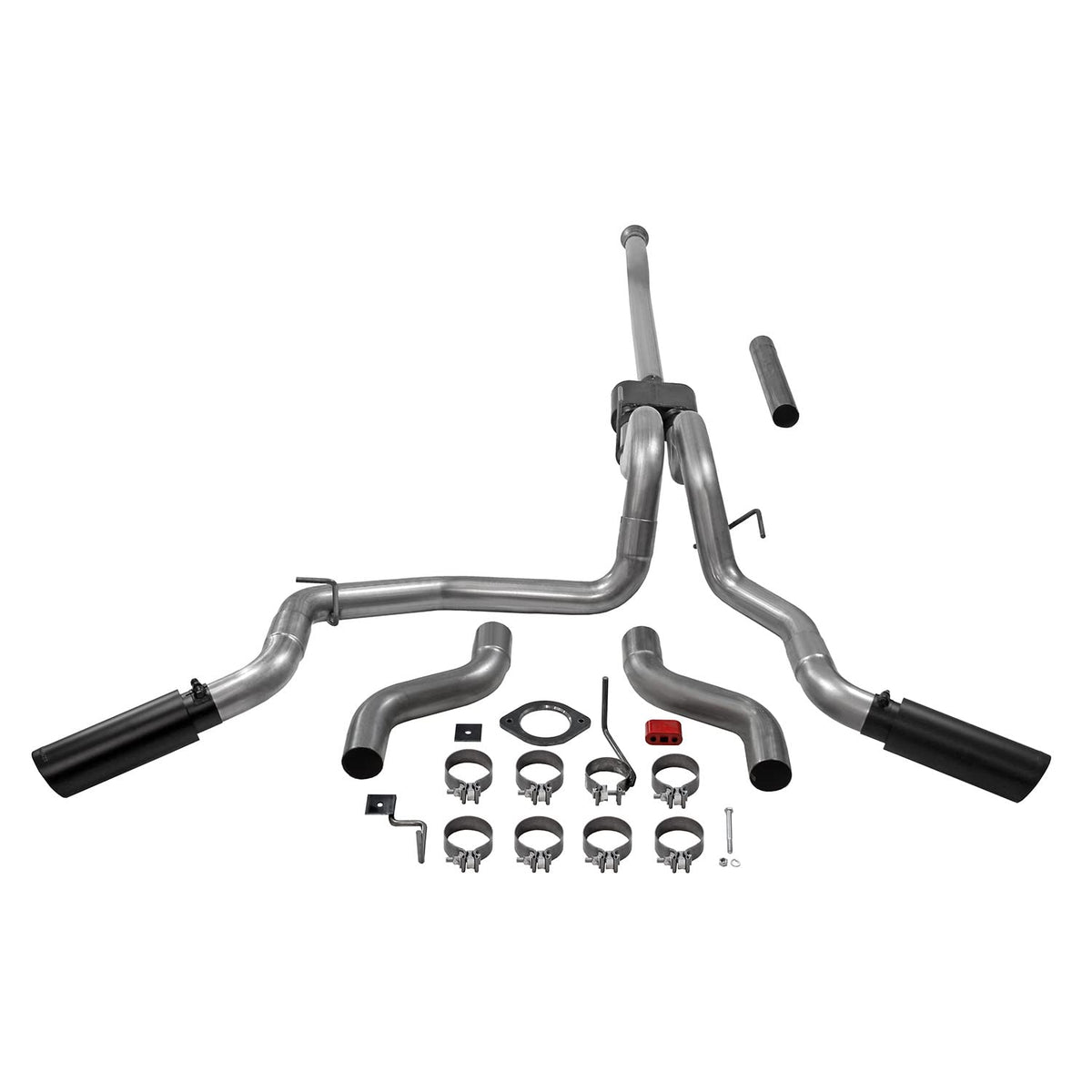 FLOWMASTER 817981 Flowmaster 817981 Outlaw Cat-Back Exhaust Kit 3 Inch 409 Stainless Steel Dual Exit 4 Inch Black Ceramic Coated 304 Stainless Steel Tips Compatible with 2021-2024 Ford F-150 2.7L 3.5L 5.0L
