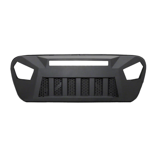 TRAILFX JL09T TrailFX Replacement Grille for Jeep Wrangler JL 2018-2023 Bar Style1 Piece Aluminum Titanium Black Powder Coated With LED Light Bar Cutout