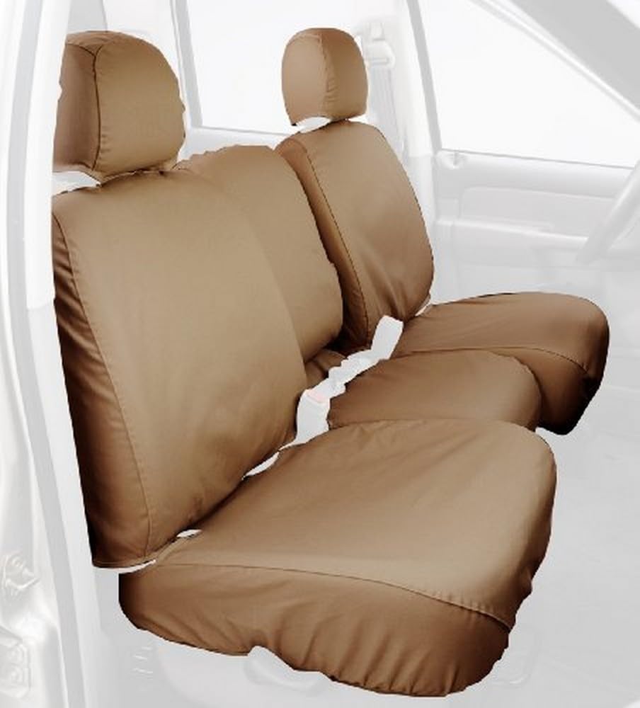 COVERCRAFT SS6348PCTN Covercraft Custom-Fit Rear-Second Seat Bench SeatSaver Seat Covers - Polycotton Fabric, Tan