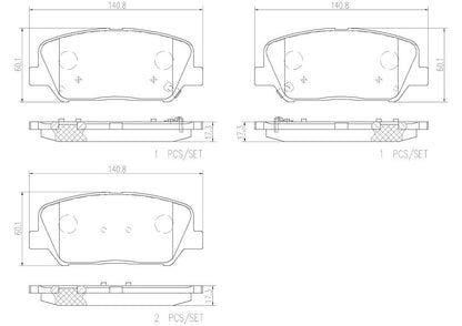 BREMBO P30065N Brembo P30065N Premium Ceramic Front Disc Brake Pad Set HYUNDAI/KIA OE# 581012TA61