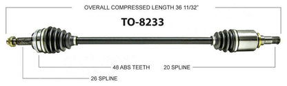 TRAKMOTIVE TO-8233 Trakmotive TO-8233 NEW CV AXLE