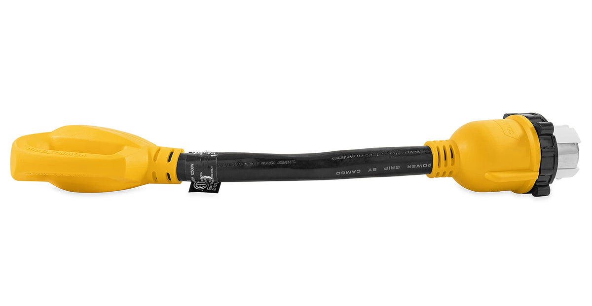 CAMCO 55552 Camco 55552 18" 14-50 50 AMP Standard PowerGrip Plug to SS2-50 50 AMP Locking Receptacle Adapter