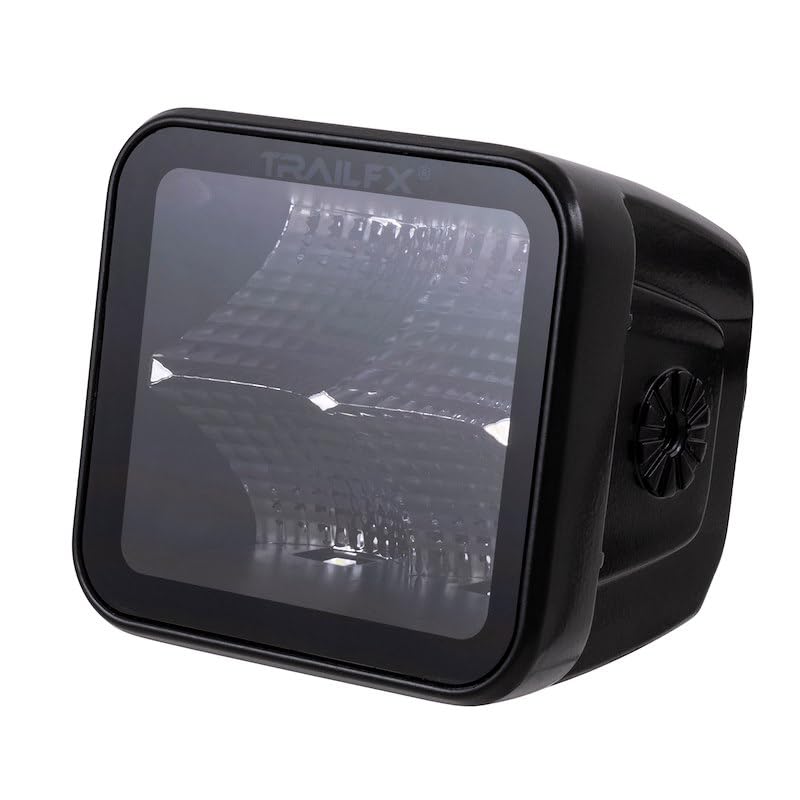 TRAILFX 2X2BKF2 Trailfx Driving/Fog Light 2X2BKF2, LED Bulb, 4 Clear LED 10 Watt Bulbs, 3 Inch Square, 90 Degree Flood Beam, 9600 Raw Lumens, Clear Lens, Bracket Mount, Set Of 2