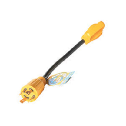 CAMCO 55382 Camco Power Grip Heavy Duty 12" 30 Amp Locking 4-Prong Male / 30Amp Standard Female Generator Adapter, Yellow (55382)