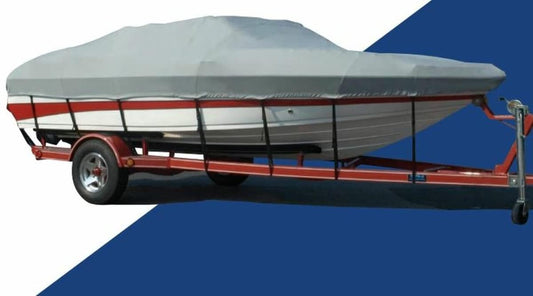 CARVER 77120F-10 Carver Industries 77120F-10 Styled-to-Fit Boat Cover for V-Hull I/O Runabout Boats (Including Euro-Style) with Windshield and Hand or Bow Rails - 20'6", Slate Gray