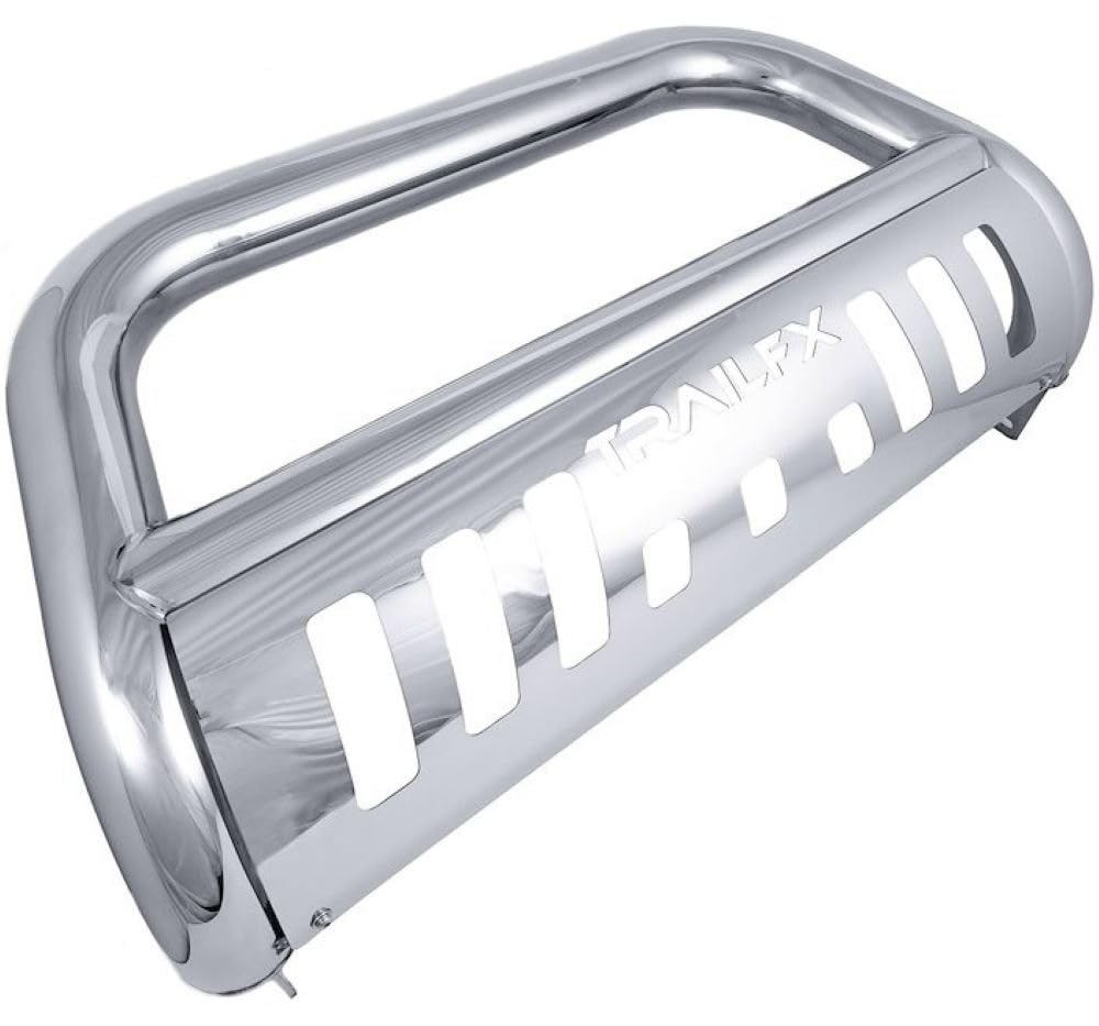 TRAILFX B0044S TrailFX B0044S Bull Bar with Skid Plate for Toyota Tundra 2022-2025 3 Inch Diameter Polished Stainless Steel Frame Mount, Holes for Optional Lighting TrailFX B0044S