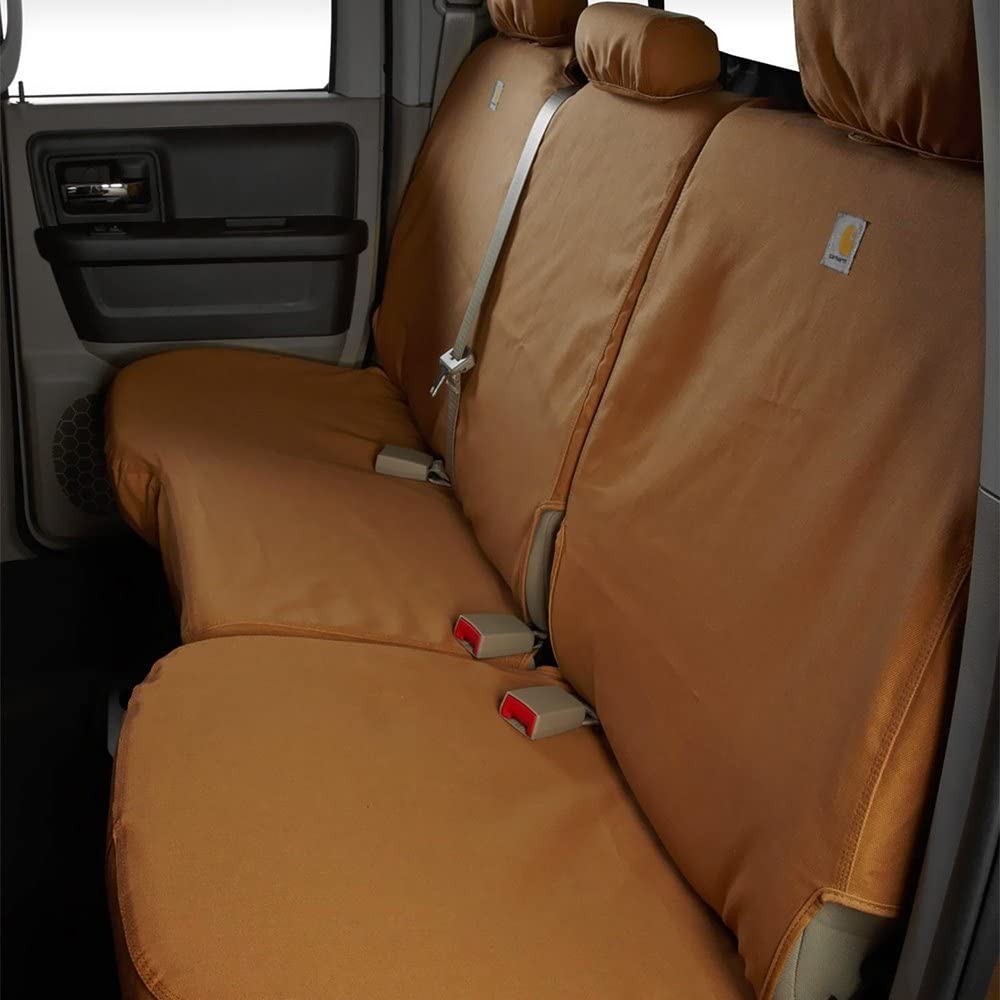 Covercraft SSC8489CABN Covercraft Carhartt SeatSaver Custom Seat Covers – SSC8489CABN – 2nd Row 60/40 Bench Seat – for Select Chevrolet Silverado/GMC Sierra Models – Brown
