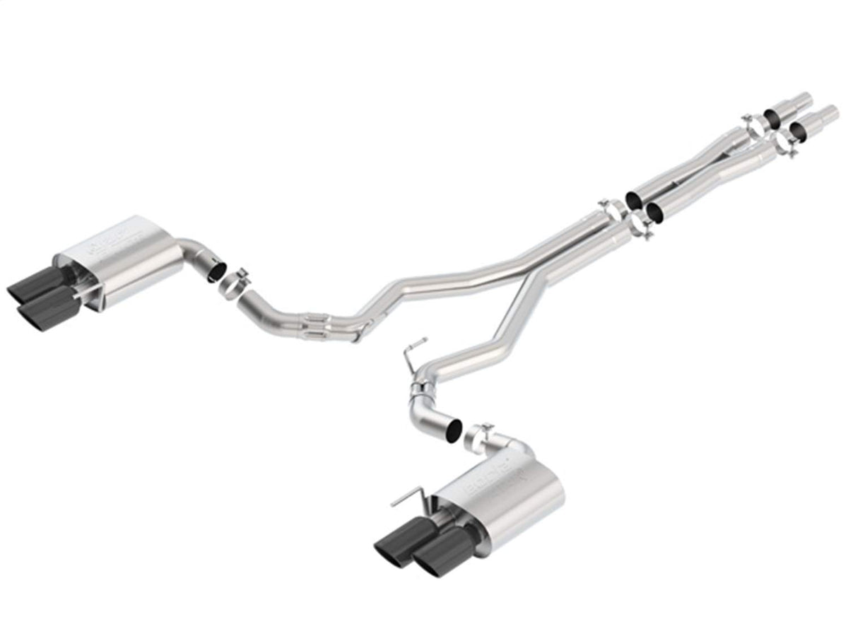 BORLA 140746BC Mustang Gt '18 5.0L At/Mt Rwd 2Dr 3.00""Atak" W/O Valves D Rd Rl Ac Sr Tip: 4.00" Rd X 8.00" & 4.00" Rd X 9.00" Black Chrome