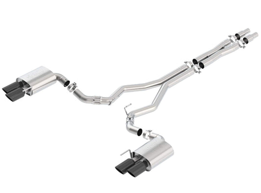 BORLA 140746BC Mustang Gt '18 5.0L At/Mt Rwd 2Dr 3.00""Atak" W/O Valves D Rd Rl Ac Sr Tip: 4.00" Rd X 8.00" & 4.00" Rd X 9.00" Black Chrome