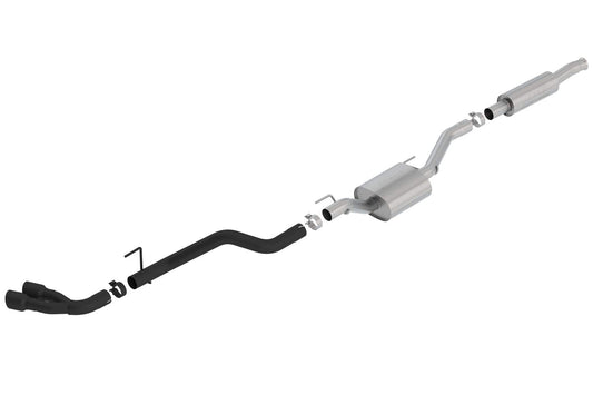 BORLA 140812CB T-304 Stainless Steel, with Muffler, 2-3/4IN Pipe Diameter, Single Exhaust with Dual EX