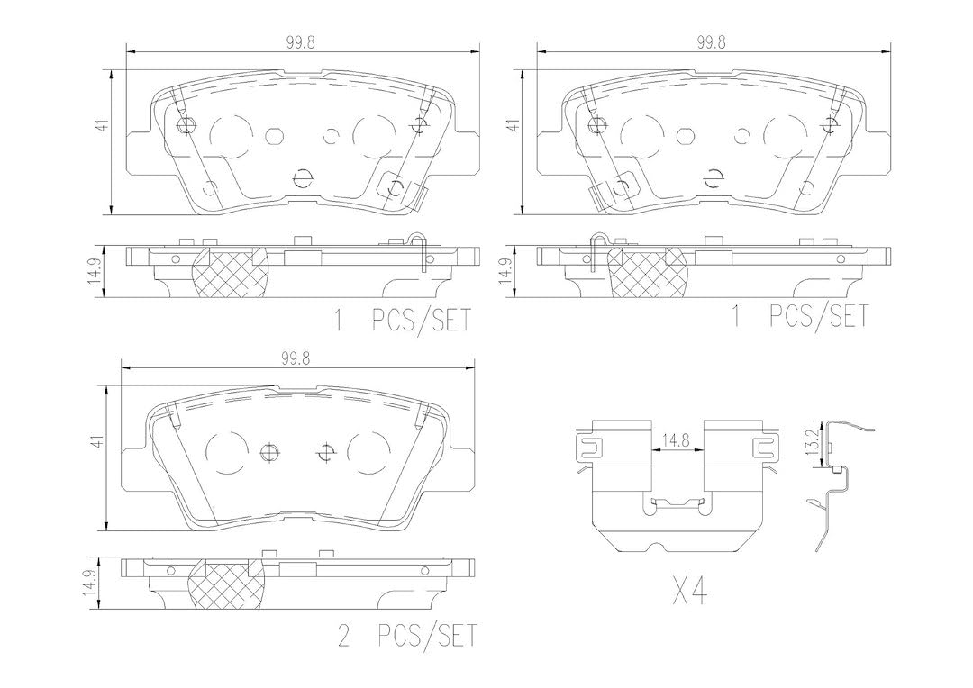 BREMBO P30103N Brembo P30103N Premium Ceramic Rear Disc Brake Pad Set HYUNDAI OE# 58302D3A70