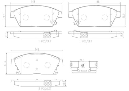 BREMBO P59077N Brembo P59077N Premium Ceramic Front Disc Brake Pad Set BUICK (SGM)/CADILLAC/CHEVROLET/CHEVROLET (SGM)/HOLDEN/OPEL/VAUXHALL OE# 1605178