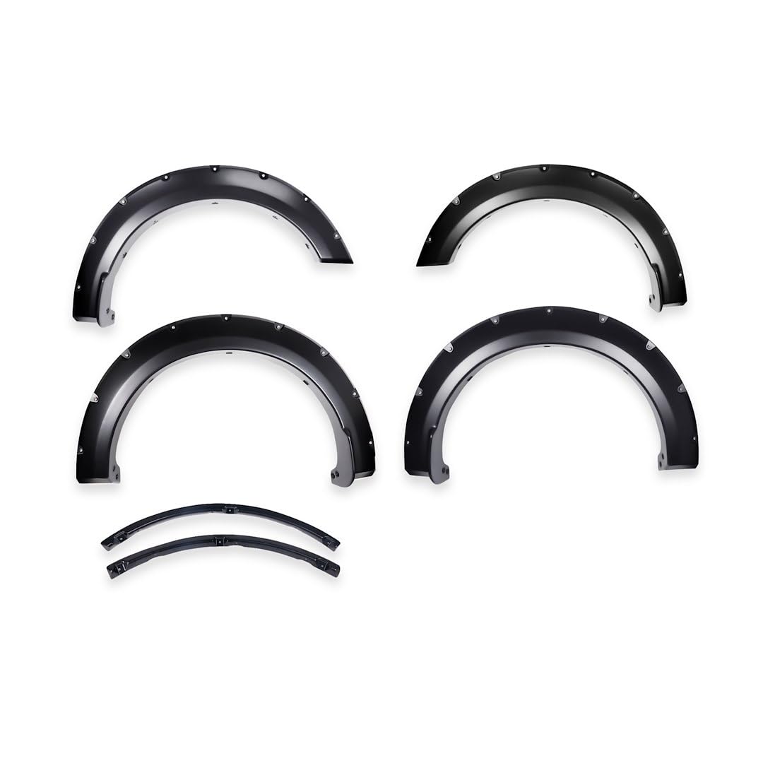TRAILFX TFF3011S TrailFX Fender Flares Fits Ford F-150 2021-2025 Pocket Style Black Smooth Paintable Polypropylene Set of 4 Fender Flares with Stainless and Black Steel Rivets TrailFX TFF3011S