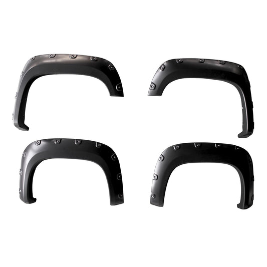 TRAILFX TFG3001S TrailFX Fender Flares Fits GMC Sierra 1500 2007-2013 Pocket Style Black Smooth Paintable Plastic Set of 4 Fender Flares with Stainless and Black Steel Rivets TrailFX TFG3001S
