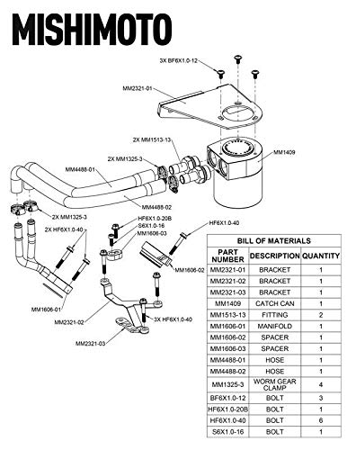 MISHIMOTO MMBCC-F2D-17BE Mishimoto MMBCC-F2D-17BE Baffled Oil Catch Can Compatible With Ford Powerstroke 6.7L 2017+ Black
