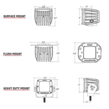 Rigid Industries 602113 Rigid Industries D-Series PRO LED Light Pod Flood White, Pair