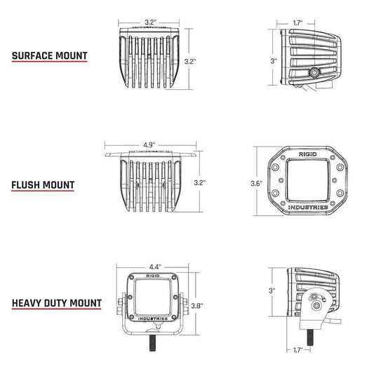 Rigid Industries 602113 Rigid Industries D-Series PRO LED Light Pod Flood White, Pair