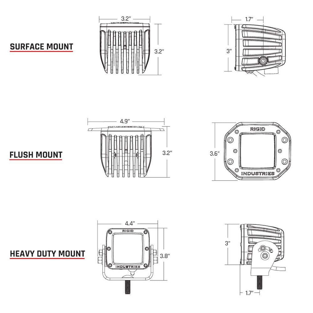 Rigid Industries 602213 Wht D-Series Pro Spot Sm /2
