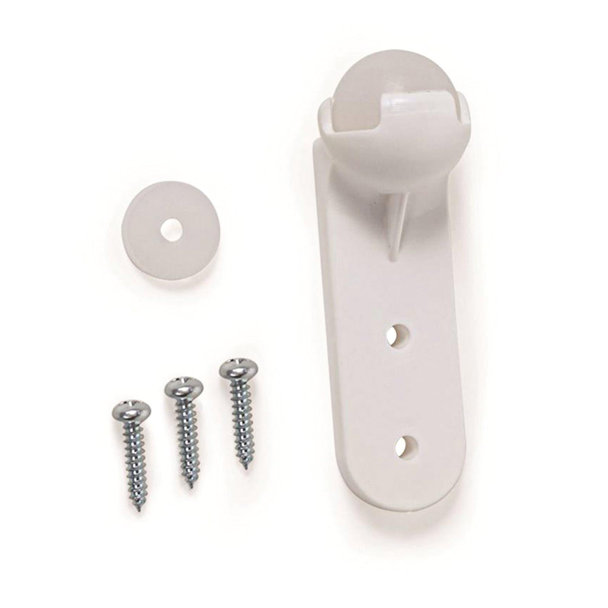 CAMCO 42005 Camco Durable and Rotates 360 Degree Awning Door Roller Ball with Screen Door Slider and Mounting Hardware, Fits Round or Square RV Door, White