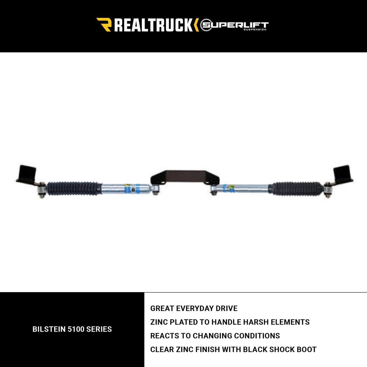 SUPERLIFT 92709 RealTruck SUPERLIFT SUSPENSION Dual Steering Stabilizer Kit for RAM 2500/3500 – Bilstein 5100 Series Cylinders – 92709 – Fits 2009-2013 RAM 2500; 2009-2012 3500 4WD with 3" of Lift or More