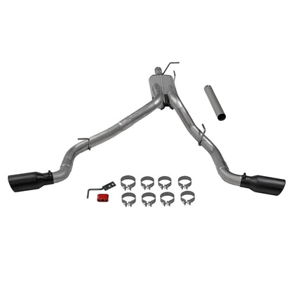 FLOWMASTER 718100 Flowmaster 718100 FlowFX Cat-Back Exhaust Kit 3.5 to 3 Inch Dual Side Exit 409 Stainless Steel 4.5 Inch Black Ceramic Coat StainlessTips Compatible with 2017-2024 Ford F250/F350 Super Duty 6.2L 7.3L