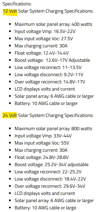 AIMS POWER SCC30APWM Aims Power SCC30APWM 30A PWM SOLAR CHARGE CONTROLLER