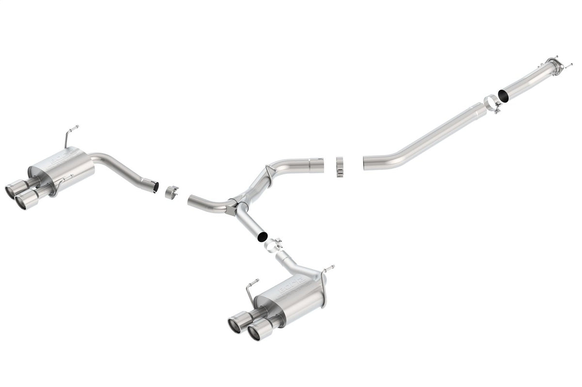 BORLA 140595 BORLA 140595 Cat-Back Perf. Exhaust Sys. for 2015-2021 Subaru Impreza WRX & WRX STI 2.0L/ 2.5L 4 Cyl. T-304 SS S-TypeDual Split Rear Exit Dual 3.5" Round Polished T-304 Stainless Tips Each Side