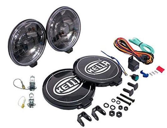 HELLA 005750991 Hella Black Magic 500 Halogen Series Driving Lamp Kit - Performance High Beam Off-Road Light for Pickup Trucks, SUV, 4x4, Jeep, Tractors / 005750991