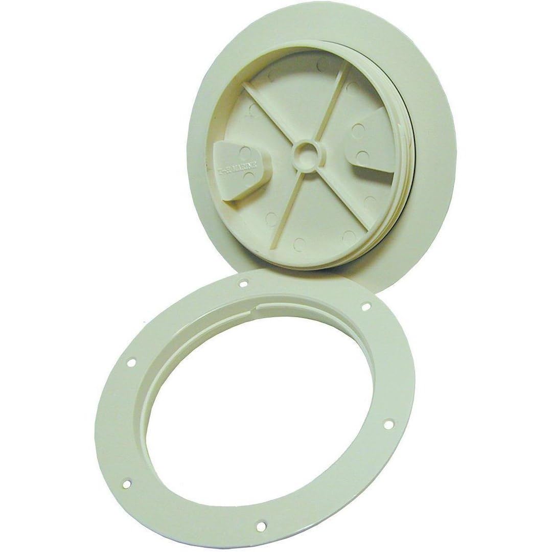 T-H MARINE DPS-6-3-DP T-H Marine Screw Out Deck Plate – Quick Access Boat Hatch Plate Cover – Watertight Lid with Hidden Fasteners - Sandshell, 6"