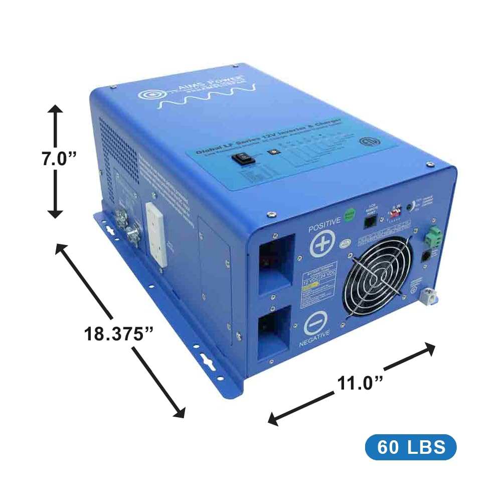 AIMS POWER PICOGLF3K12050BY AIMS 3000W 12V Pure Sine Inverter Charger w Transfer Switch 120/240V ETL