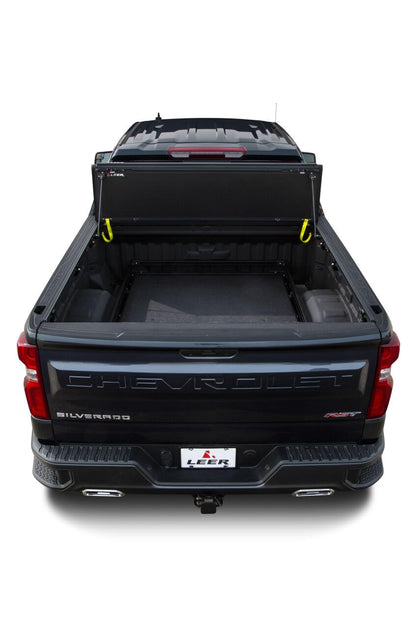 LEER 650170 LEER HF650M Quad-Folding Truck Bed Tonneau Cover, Fits Chevy Silverado and GMC Sierra, Years 2014-2018, 6'6" Truck Bed, Black