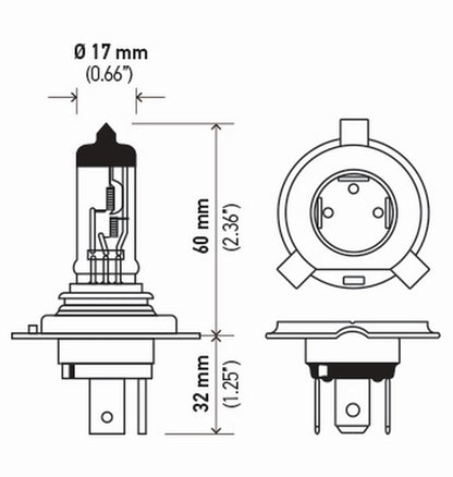 Hella 9003TB BULB 9003/HB2 12V 60/55W P43T T4.6 (2