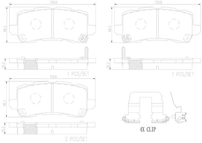 BREMBO P28091N Brembo P28091N Premium Ceramic Rear Disc Brake Pad Set ACURA OE# 43022TY2A01