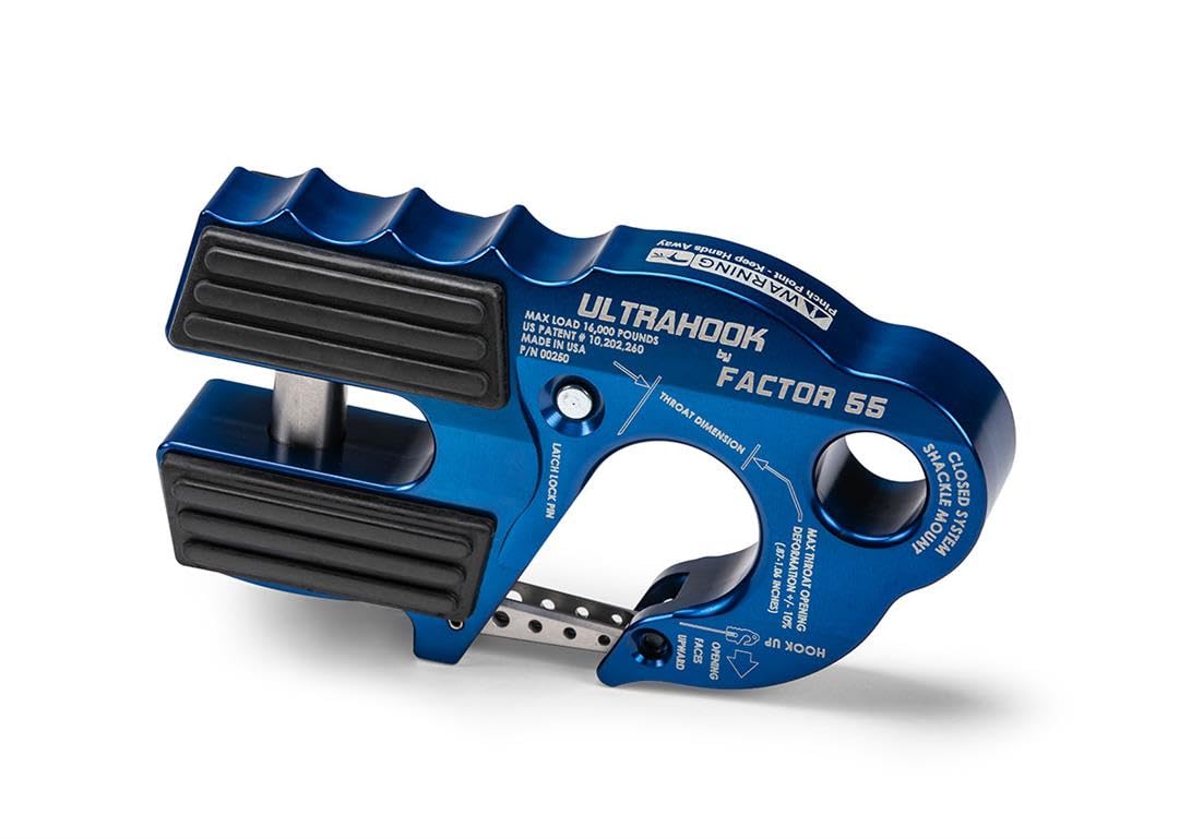 FACTOR 55 00250-02 Factor 55 Ultrahook Closed System Shackle Pin Mount, Designed for Steel Cables and Synthetic Ropes - Blue