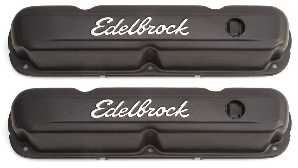 EDELBROCK 4473 Edelbrock 4473 Signature Series Valve Cover Chrysler 318-360 Low Profile Chrome w/Black Finish